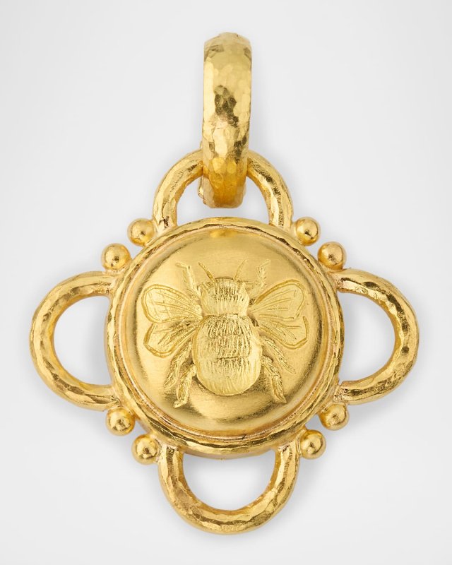 19K Yellow Gold Gold 16mm Round Fat Bee Pendant